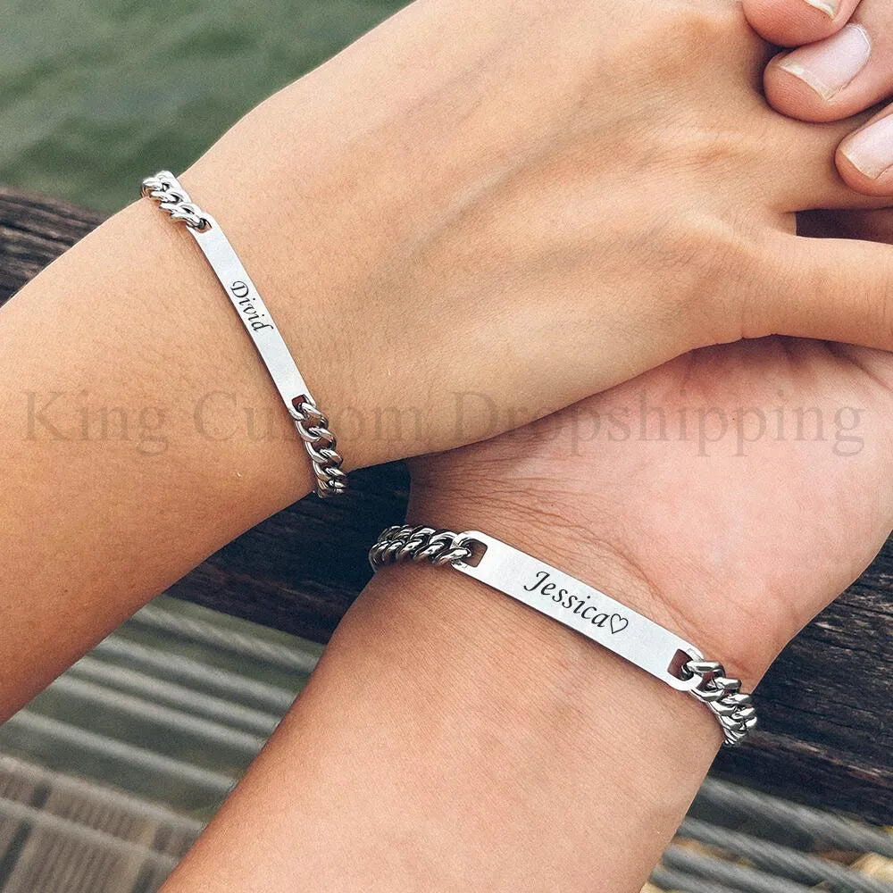 Custom Engraved Bracelet Set