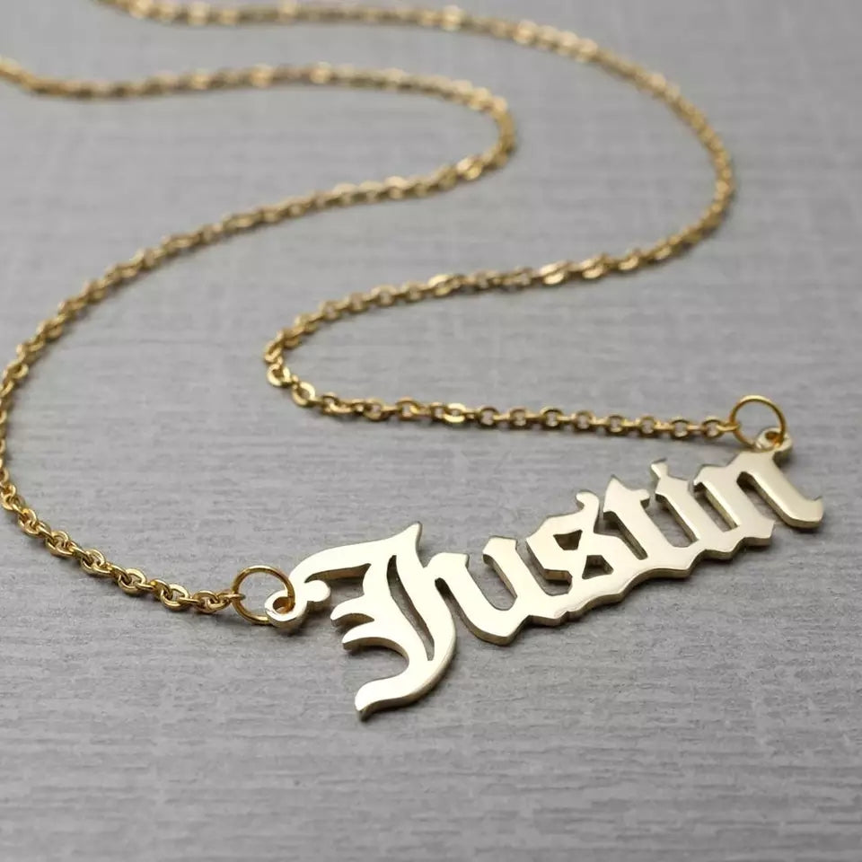 Old English Name Necklace