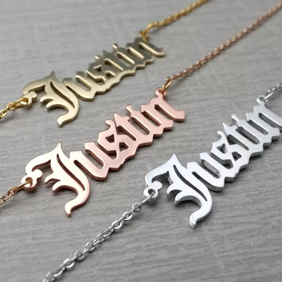 Old English Name Necklace