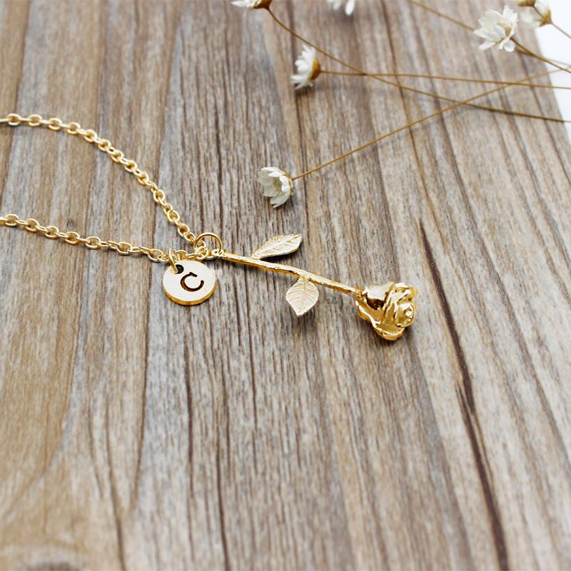 Initial Rose Necklace