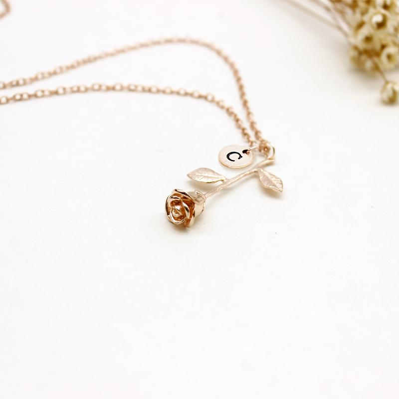Initial Rose Necklace