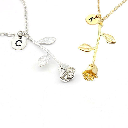 Initial Rose Necklace