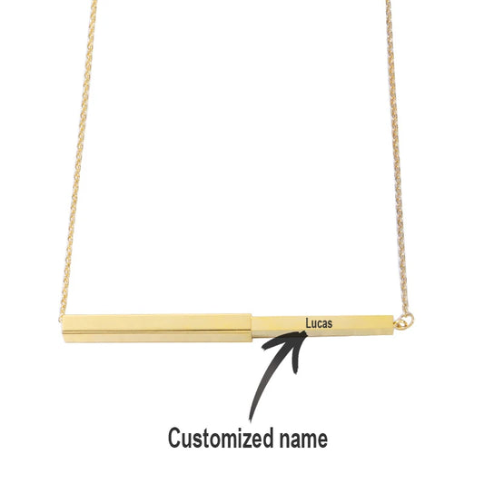 Custom Engraved Flat Bar Text Necklace