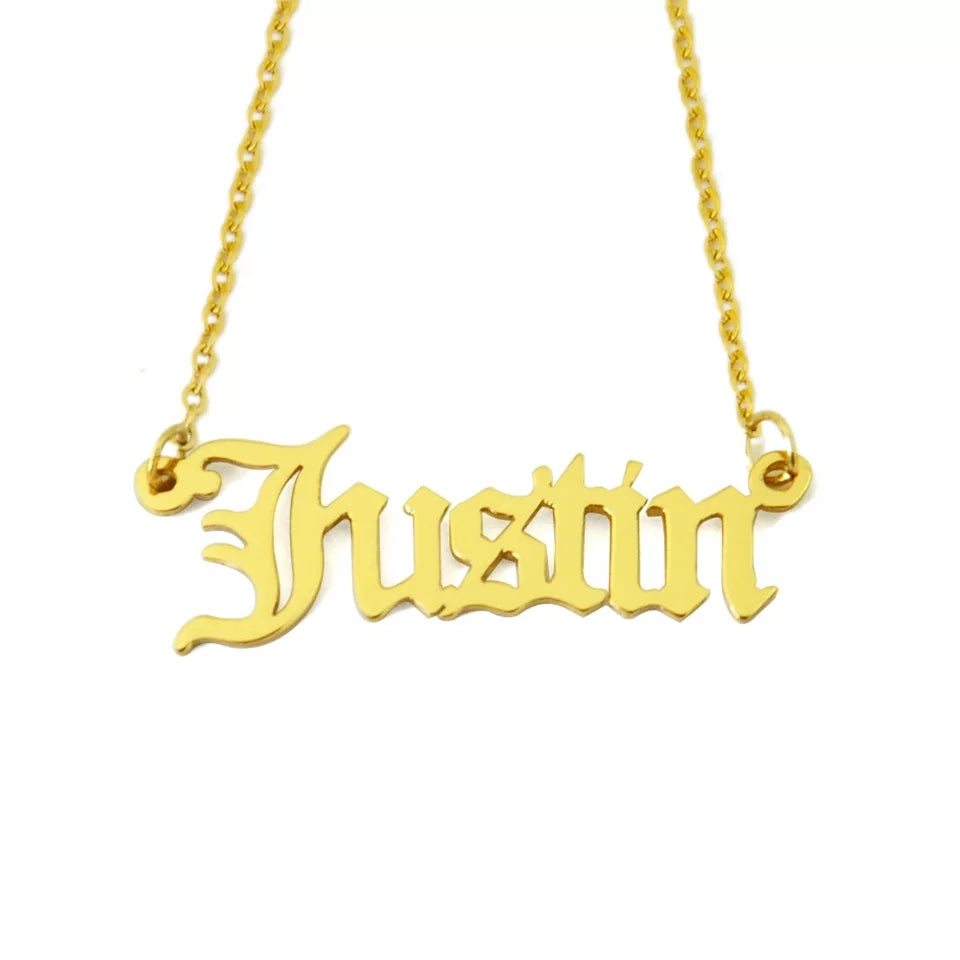Old English Name Necklace