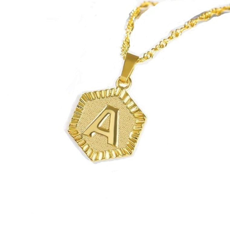 Personalized Initial Hexagon Necklace