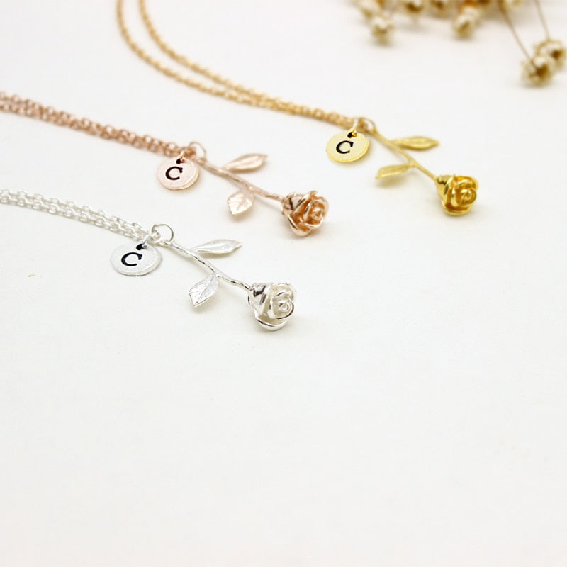 Initial Rose Necklace